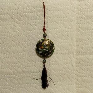 *3/$20* New Vintage Double sided puffed cloisonne pendant with tassel